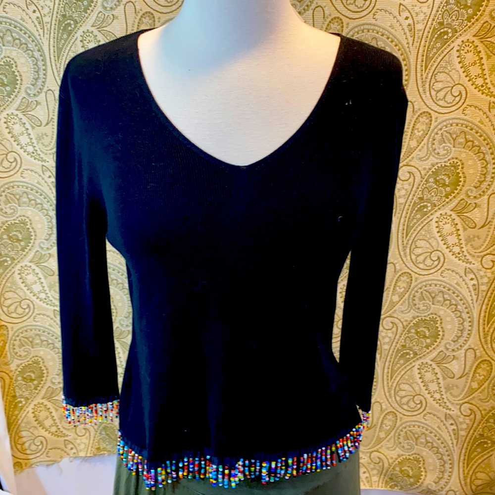 VTG 90’s Hand-Beaded Silk Sweater EUC ~ M